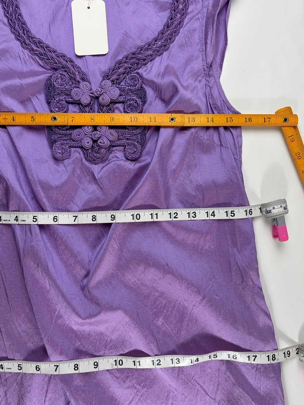 Calypso St. Barth Lilac 100% Silk Cap Sleeve Frog Clasp Front Belted Dress, Sz S - Picture 11 of 14